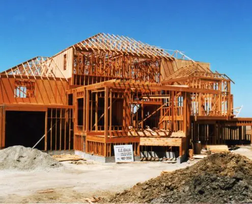 Wood-framed house under construction by Le Baca Construction Co