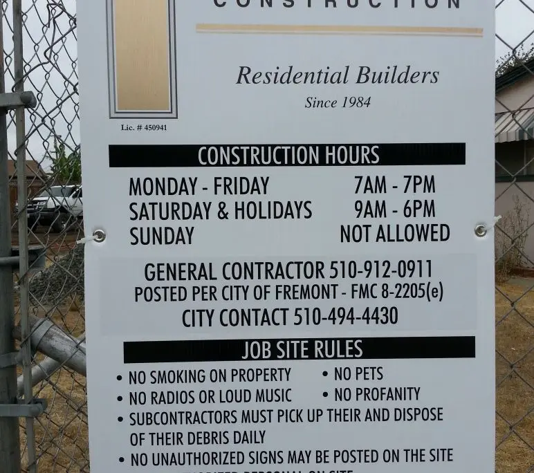 L.E. Baca Construction residential builders job site information and rules